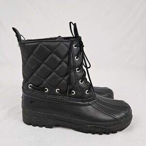Womens Sperry Duck Boots US Size 7 Black Top Sider Gosling Quilted EUC